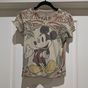 Disney Girls' Mickey Mouse Short Sleeve Tee - Cream, Yellow, Red, Green